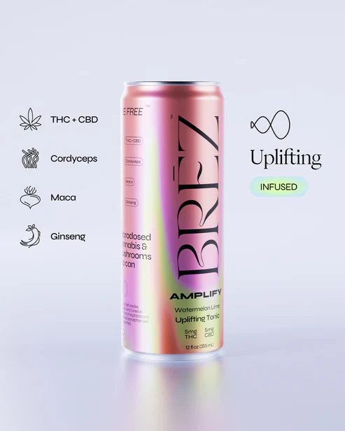 BREZ Amplify Uplifting Tonic 5mg THC + 5mg CBD Watermelon Lime - Image 2