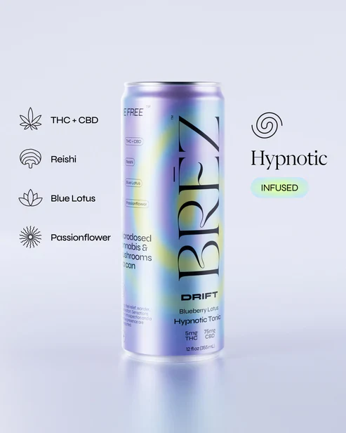 BREZ Drift Hypnotic Tonic - 5mg THC + 75mg CBD Blueberry Lotus - Image 2