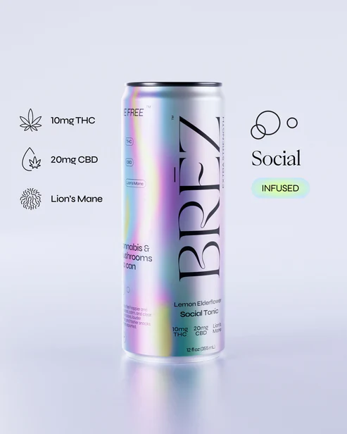 BREZ OG Extra Strength Social Tonic 10mg THC 20mg CBD + Lion's Mane - Image 2