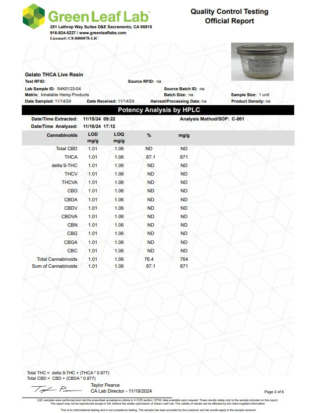 Gelato High THCa Live Resin Disposable Rechargeable Vape - Image 2