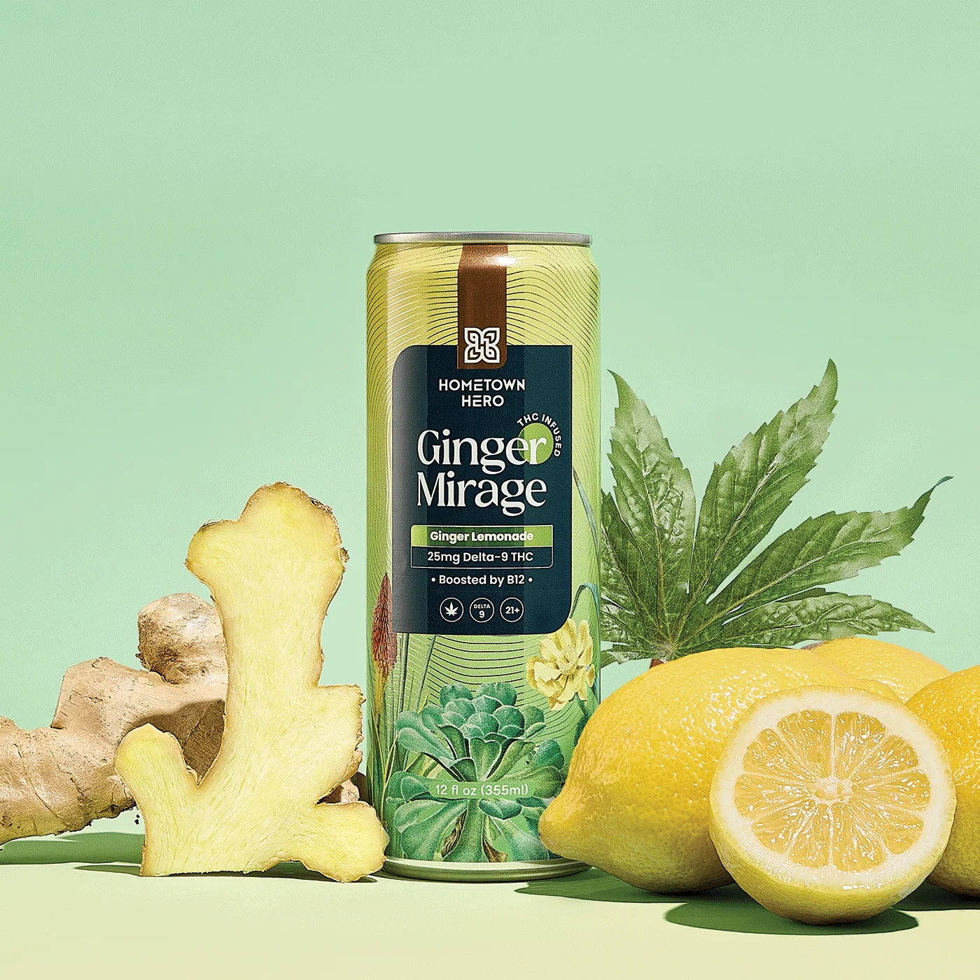Hometown Hero Ginger Mirage (Ginger) 25mg THC Lemonade - 12Oz